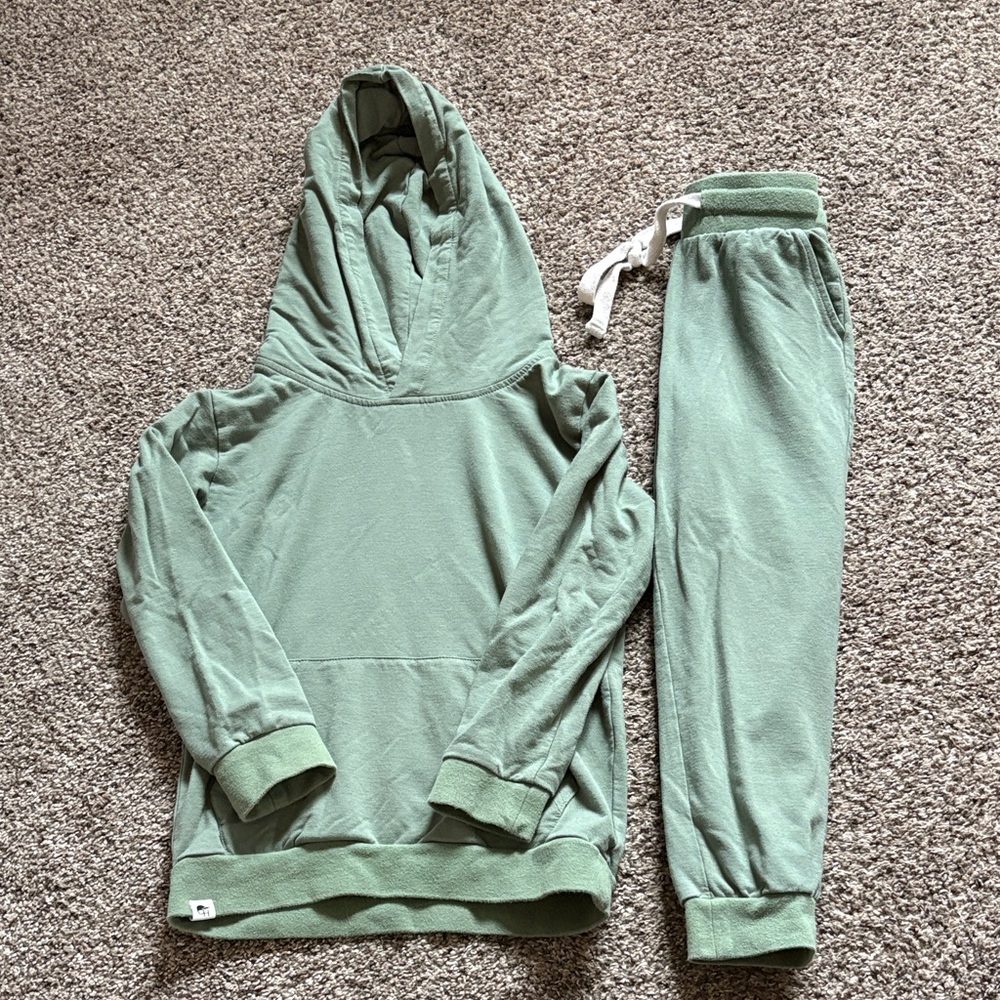 Kids Sage Green Hoodie & Jogger Set
